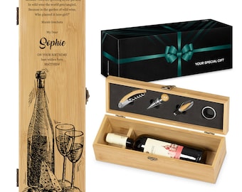 Maverton Ensemble d'accessoires pour vin - Coffret personnalisé pour femmes - Set pour dégustation de vin - Cadeau d’anniversaire pour elle
