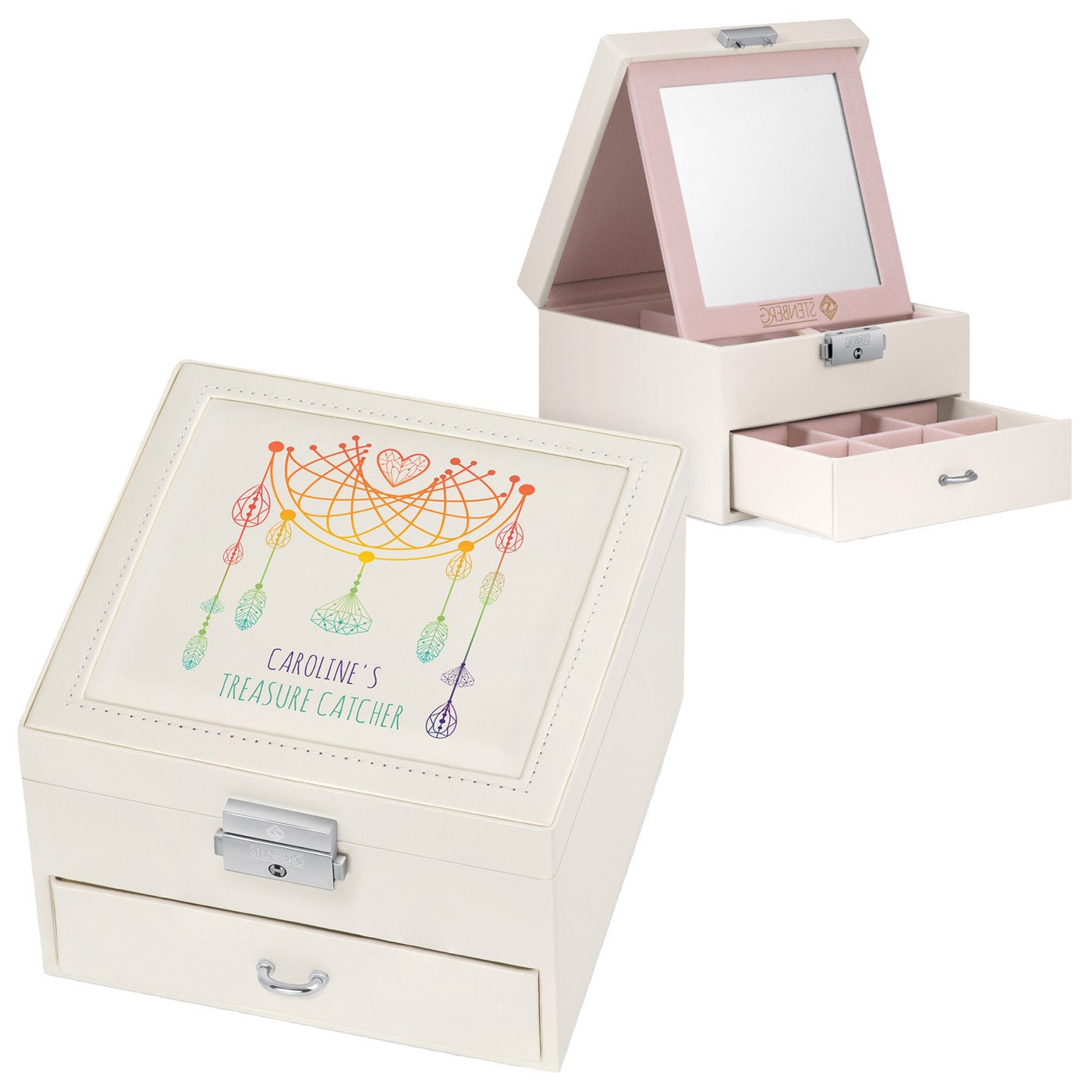 Murrano Schmuckkästchen mit Aufdruck ink. Spiegel & | Etsy