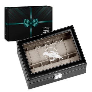 Maverton Customised Watch Box for gentleman - Storage Box for him - Engraved lid - Personalised Lockable Display for anniversary