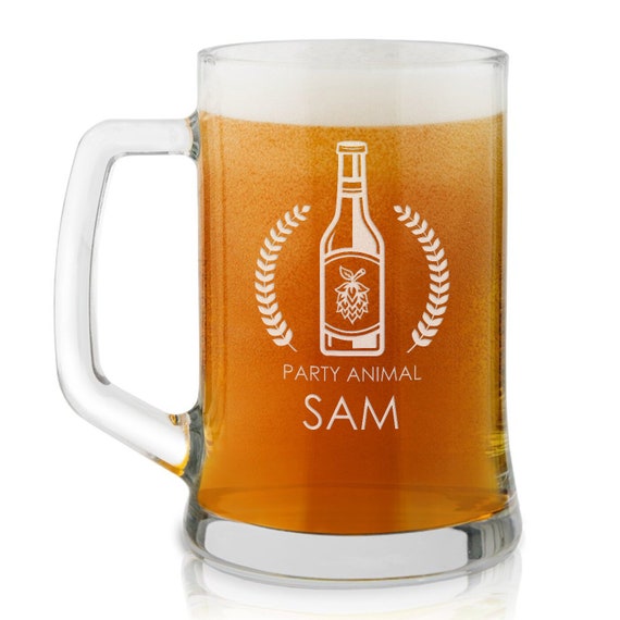 Chope à Bière Gravée 50cl - Verre Personnalisable Cadeau Homme - Avec Anse