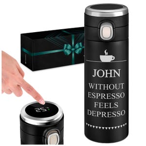 Maverton Personalized Thermal Mug with LED Temperature Display | Custom Coffee Tumbler | Father&#39;s Day Gift | Birthday Gift for Dad, Him, Men