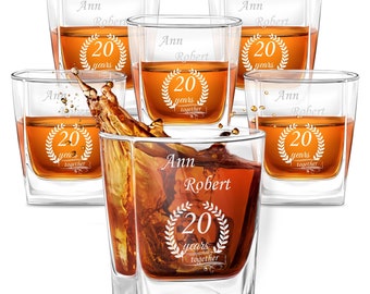 Maverton 6er Whiskeygläser Set 250 ml mit Gravur - graviertes Whiskyglas - Whisky Gläser für Cognac Bourbon - Hochzeitsgeschenk für Paare