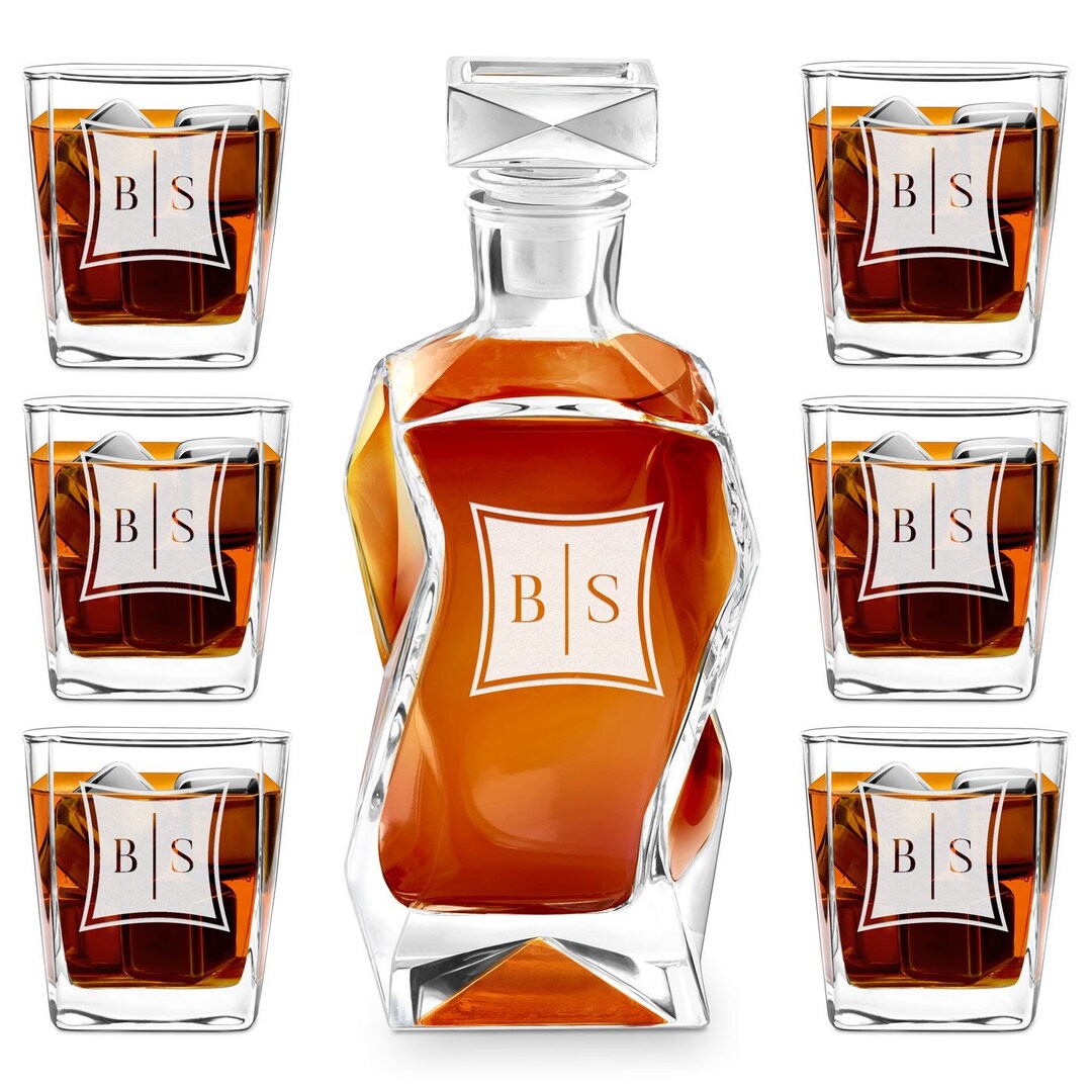 Decanter Per Whisky In Vetro 700 Ml | Incisione Laser Personalizzabile | Regalo Uomo Chic, Otturatore Ermetico