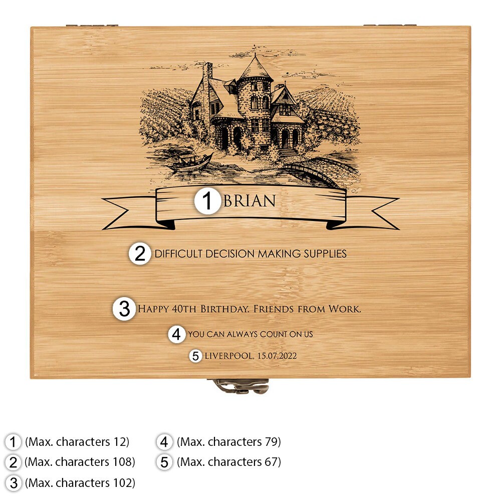 Maverton Wine Accessories In Engraved Wooden Box For Her - Wine