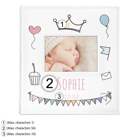 Album Foto Personalizzato Maverton - Copertina In Pelle Sintetica Bianca, 60 Pagine Nere Per 240 Foto 10x15 Cm