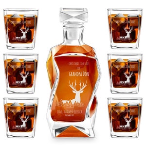 Maverton Whiskykaraffe 700 ml + Whiskeygläser Set 250 ml mit Gravur - Weihnachtsgeschenk - Whisky Dekanter Set - personalisiert