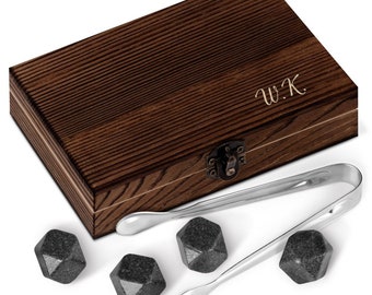 Maverton Pierres à Whisky dans la Boîte personnalisée - Coffret gravé avec 6 pierres en granit - Cadeau pour les amateurs de whisky