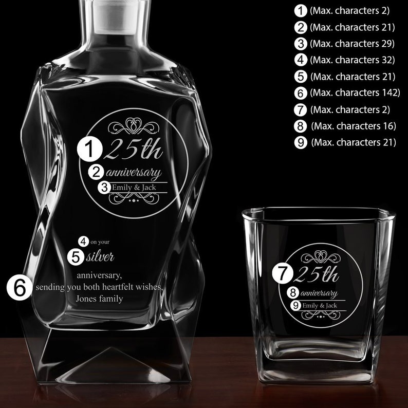 Maverton Décanteur et verres à Whisky Ensemble de Carafe et verres Whiskey set avec gravure Cadeau pour couples anniversary