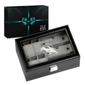 Maverton Watch & Glasses Organiser for man - Storage Box with engraved lid - Personalised Case for collector - Lockable Storage for Birthday
