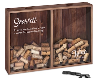 Maverton Collecteur de capsules avec 2 compartiments - Boîte personnalisée à bouchons - Coffret en bois - Cadeau d’anniversaire pour femmes