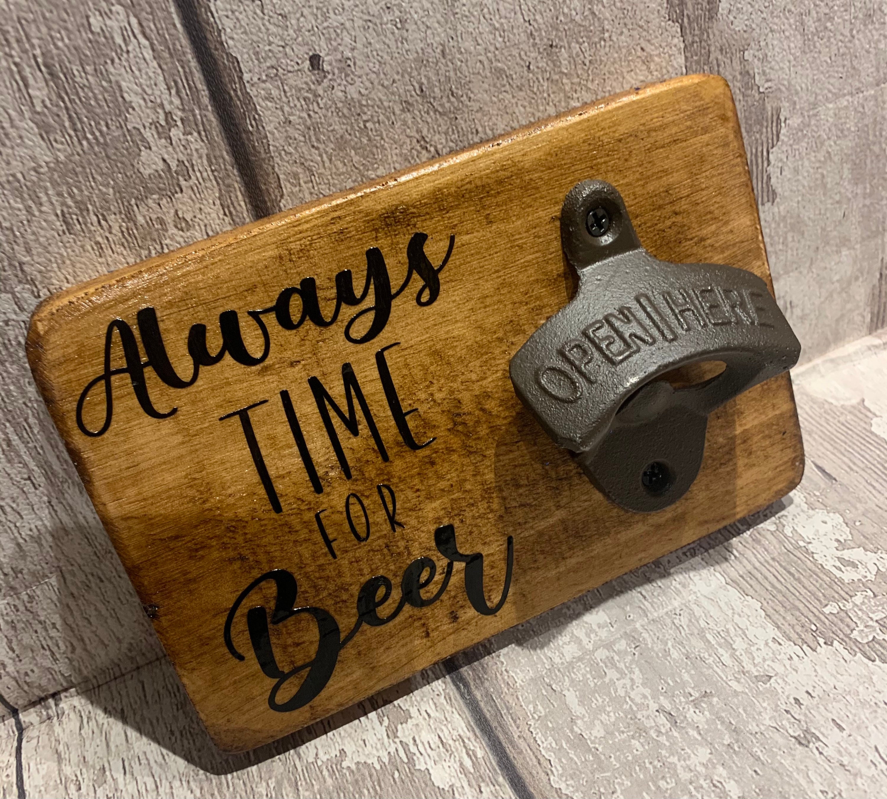 Wall hanging beer bottle opener Fathers Day gift rustic wood Etsy