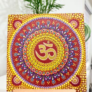 Original Hand-Painted Om Mandala on 8x8 Canvas, Mandala Dot Art on Canvas Acrylic Painting Hand Painted Original Art Mandala Dot Art Mandala