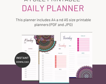 Daily Planner, Weekly Planner, Printable planner, Planner set, Planner Inserts, Instant Download, A4/A5