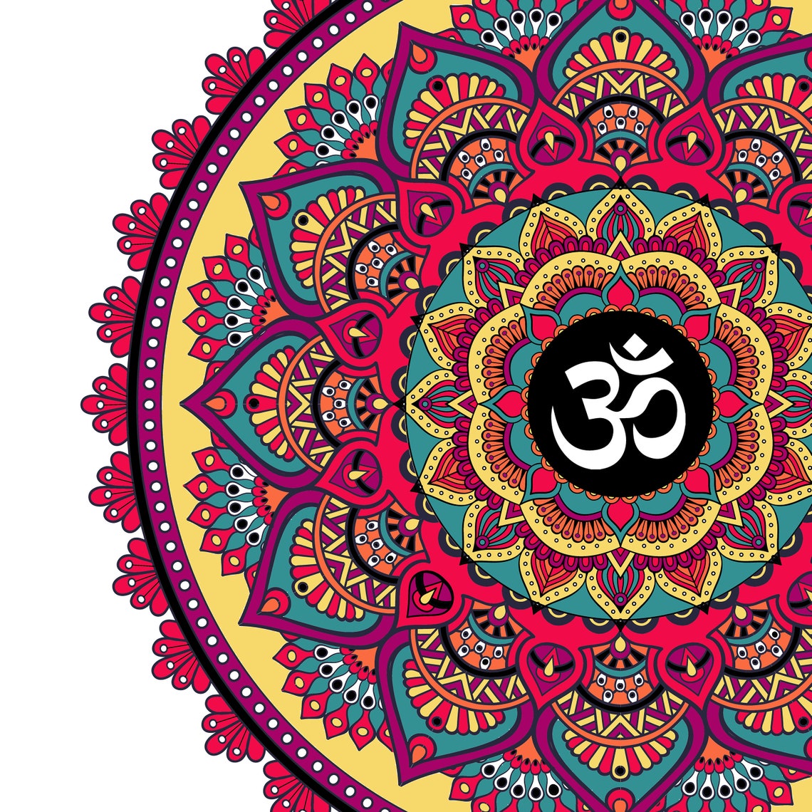Om mandala art print colored mandala printable home decor Etsy