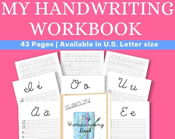 Cursive Handwriting Practice Book, Learn to Write Cursive, Alphabet Tracing Practice Sheets, Digital Download PDF, Homeschool Printables