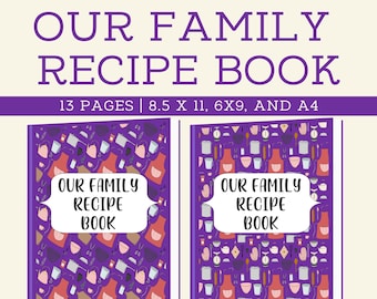 Ricettario di famiglia, Pagine di ricette, Ricettario vintage, Ricettario personalizzato, Regali per lei, Regalo per la mamma, Ricettario vuoto, Ricettario di famiglia