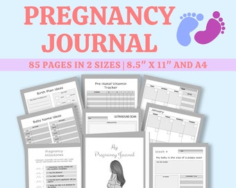 Minimalist Pregnancy Journal Printable, New Mom Gift, Memory Book, Undated Monthly Calendar, Pregnancy Journal Gender Neutral, Baby Gift