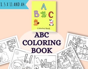 Alphabet Coloring Book, Printable ABC, Kids Activity Book, Coloring Page Printable, Animal Coloring, Kids Learning Book, Art Book, ABC Print