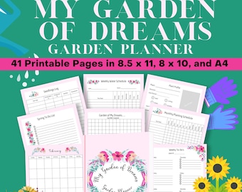 Garden Planner Printable Bundle, Garden Journal and Planner, Garden Junk Journal, Garden Lover Gift, Flower Garden Planner, Garden Notebook
