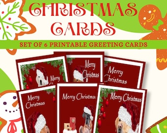 Dog Christmas Card Pack, Digital Christmas Card Kit, Unique Christmas Stationary, Holiday Printable Cards, Cute Christmas Card, Xmas Card