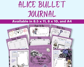 Alice Junk Journal, 2025 Bullet Journal, Printable Planner Pages, Themed Journal, Bujo Layouts, Weekly Planner, Alice in Wonderland