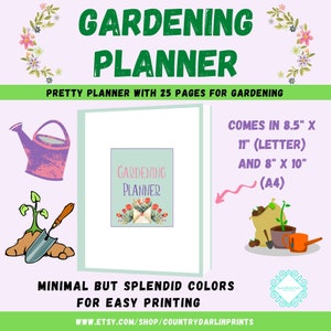 Garden Journal and Planner, Gardening Printable, Undated Garden Calendar, Garden Lover Gift, Productivity Planner, Garden Junk Journal