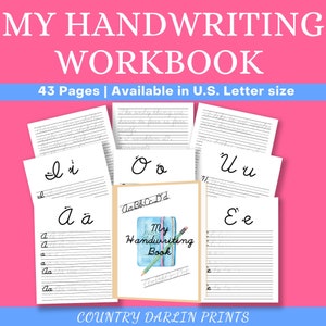 Cursive Handwriting Practice Book, Learn to Write Cursive, Alphabet Tracing Practice Sheets, Digital Download PDF, Homeschool Printables