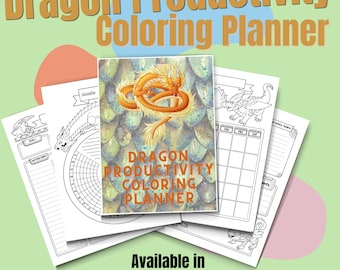 Coloring Planner, Productivity Planner, To Do List Template, Undated Calendar, Habit Tracker, Dragon Productivity Coloring Planner