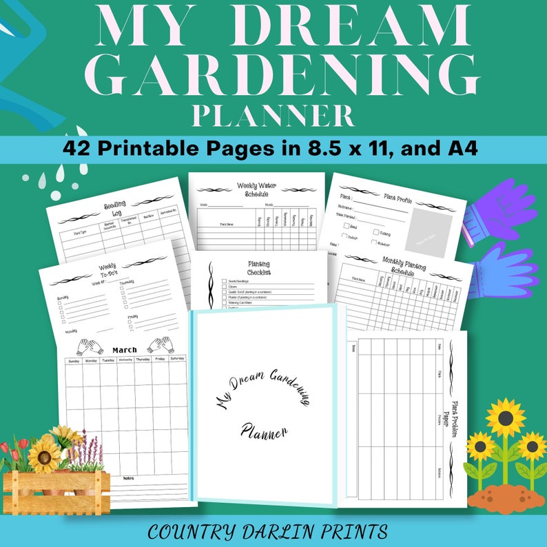 Gardening Planner, Project Planner, Chores Planner, Gift for Her, Plant Care Planner Printable, Garden Gifts, Herb Garden, Garden Calendars image 1