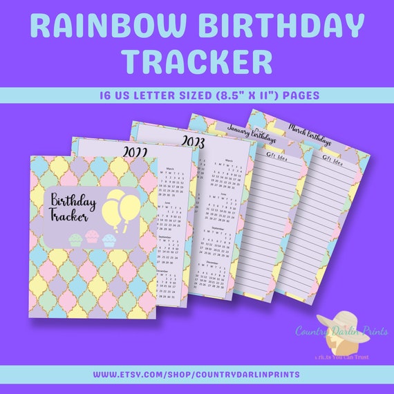 Birthday Tracker Printable Birthday Planner Printable - Etsy