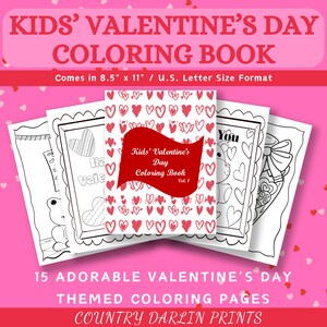 Kids Printable Valentines Coloring Book, Valentines Day, Printable Coloring Pages, Valentines Day Coloring Printable, PDF Download, February
