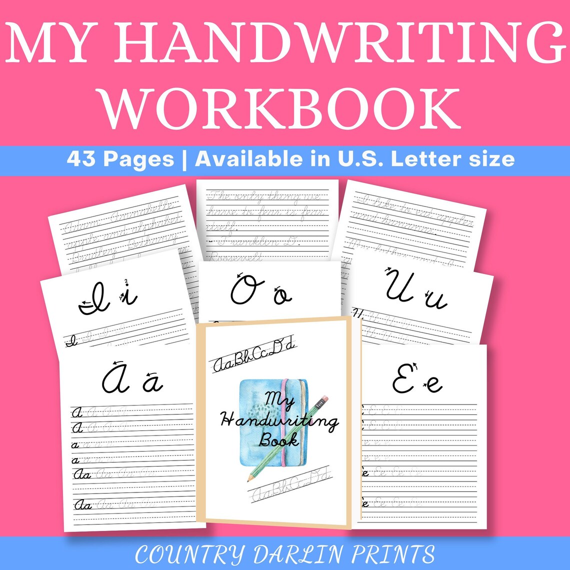 Cursive Handwriting Practice Book, Learn to Write Cursive, Alphabet ...