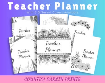 Black and White Teacher Printable Planner, Weekly Planner Printable Teacher, Lesson Plan Templates, Back to School, Teachers organizer