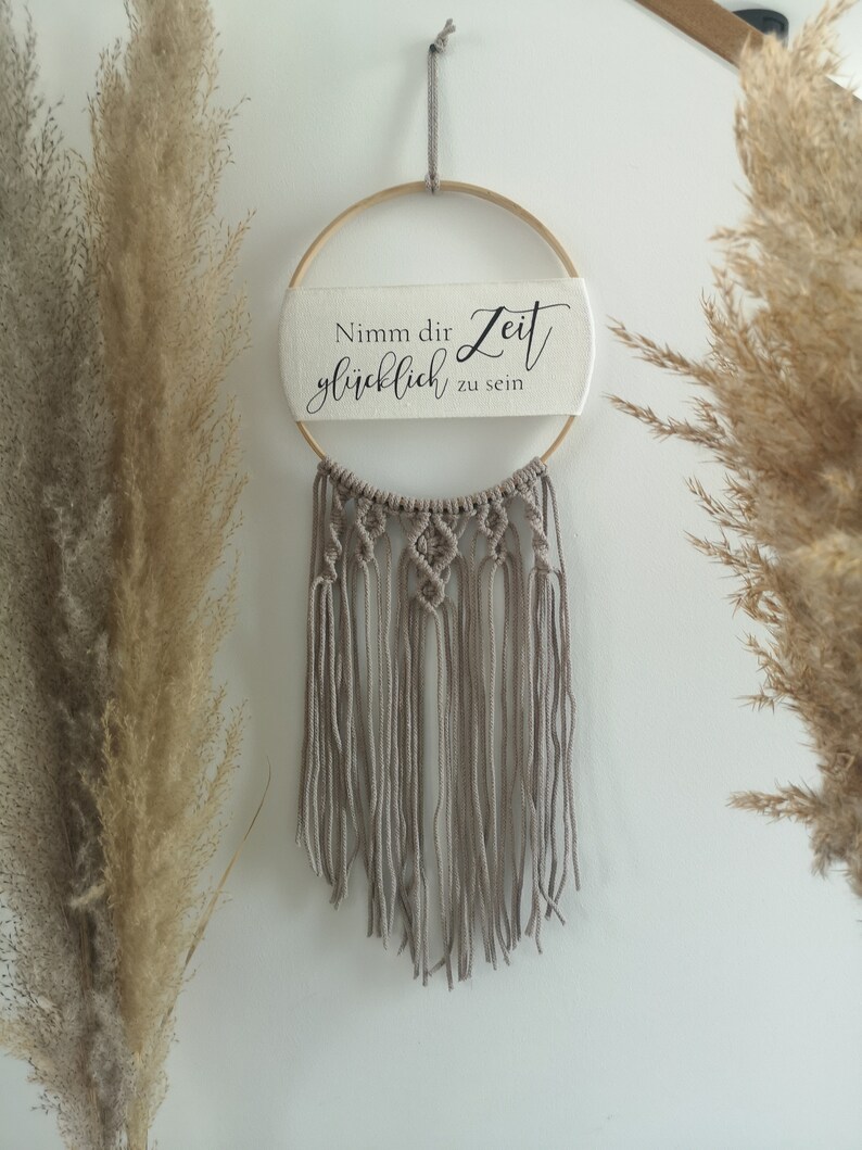 Macramé Atrapasueños en el Bohostil con dicho // Colgante de pared para boda // Regalo para la iniciación imagen 3