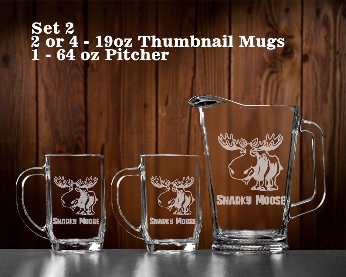 Beer pitcher gift set Personalized beer mugs Etched custom Etsy