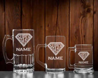 Personalized beer mug, Super dad gift, birthday gift for dad valentine gifts for step dad, Beer gifts for men, Single dad bonus dad gift