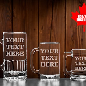 Personalized Glass Beer Mug, Custom Etched Beer Glass, Engraved Drinking Stein, Design your own mug, Birthday Gifts for men image 1