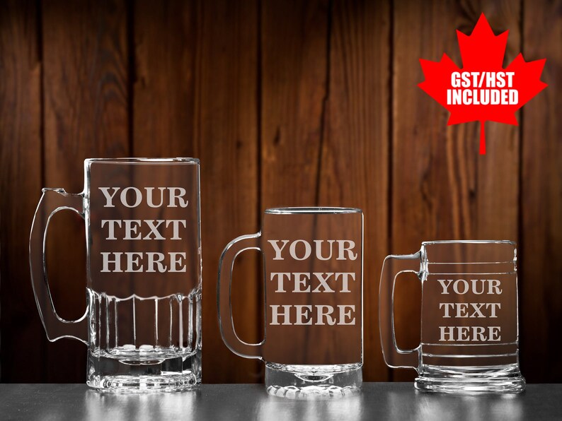 Personalized Glass Beer Mug, Custom Etched Beer Glass, Engraved Drinking Stein, Design your own mug, Birthday Gifts for men image 1