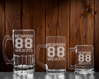 Personalized sports beer mug, Custom  Beer stein, Birthday gift for hockey player, Appreciation gift for Football player,