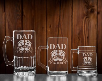 Personalized beer stein, custom beer mug, Christmas gifts for new dads, stocking stuffers for husband, baby shower gift for dad, glass beer