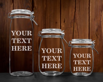 Personalized glass kitchen canisters, Custom storage jars for organizing pantry, Container with airtight seal, Birthday gifts for mom,