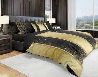 36 black and white bedrooms that are the peak of chic. black gold bedding etsy