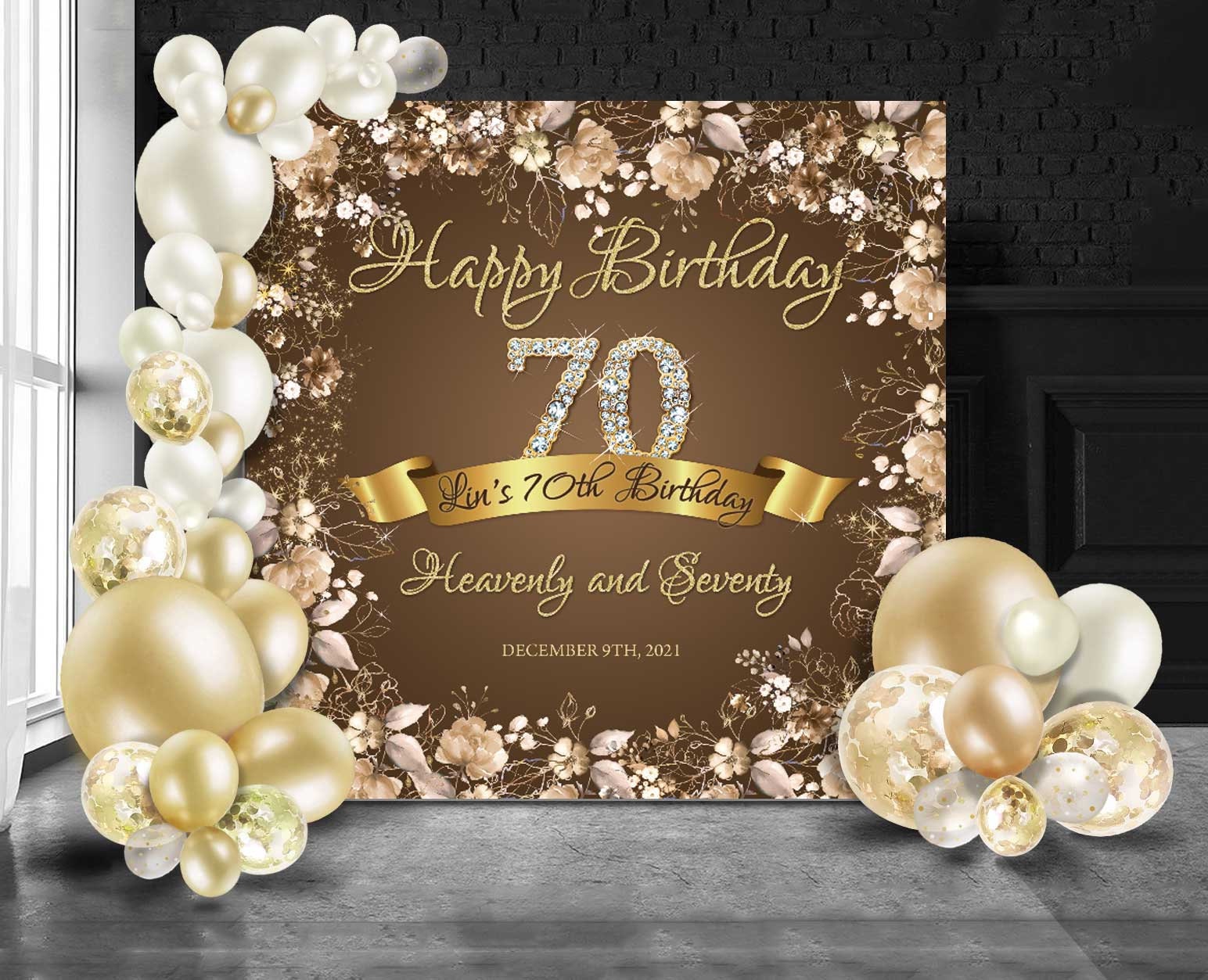 70th Birthday Decorations Brown Birthday Backdrop 70th - Etsy