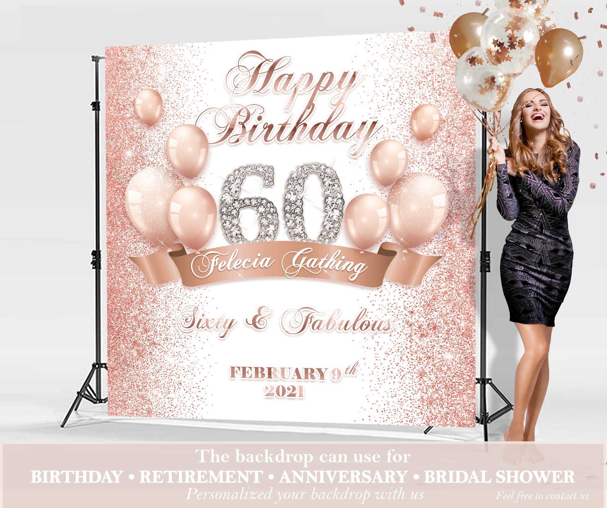 Rose Gold 60th Birthday Decoration Rose Gold Background - Etsy Hong Kong