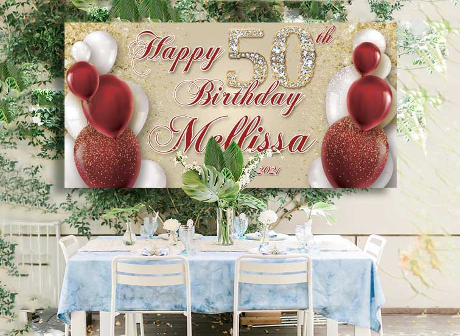 50th Birthday Banner Personalized Banner Birthday Gold Party - Etsy.de