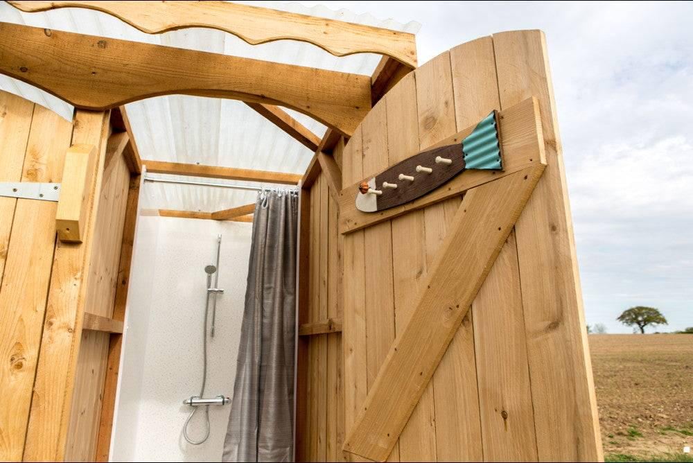 Twin Outdoor Shower Unit - Two Off-grid Shower Cubicles in Wooden ...