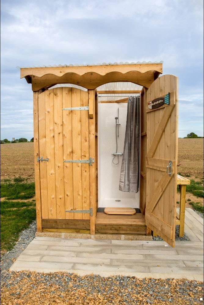 Twin Outdoor Shower Unit - Two Off-grid Shower Cubicles in Wooden ...