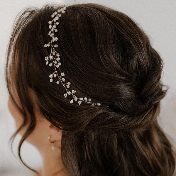 Hair jewelry with freshwater pearls, wedding hair wreath with pearls, bridal hair jewelry, hair jewelry with freshwater pearls, bridal headpiece | Susi