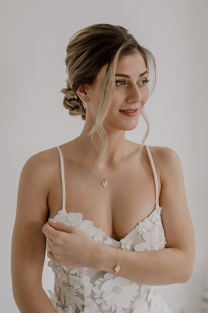 Ensemble de bijoux de mariée, ensemble de bijoux Lana NOUVEAU avec feuilles image 2