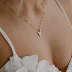 Conjunto de joyería nupcial, conjunto de joyas Lana NUEVO con hojas imagen 4